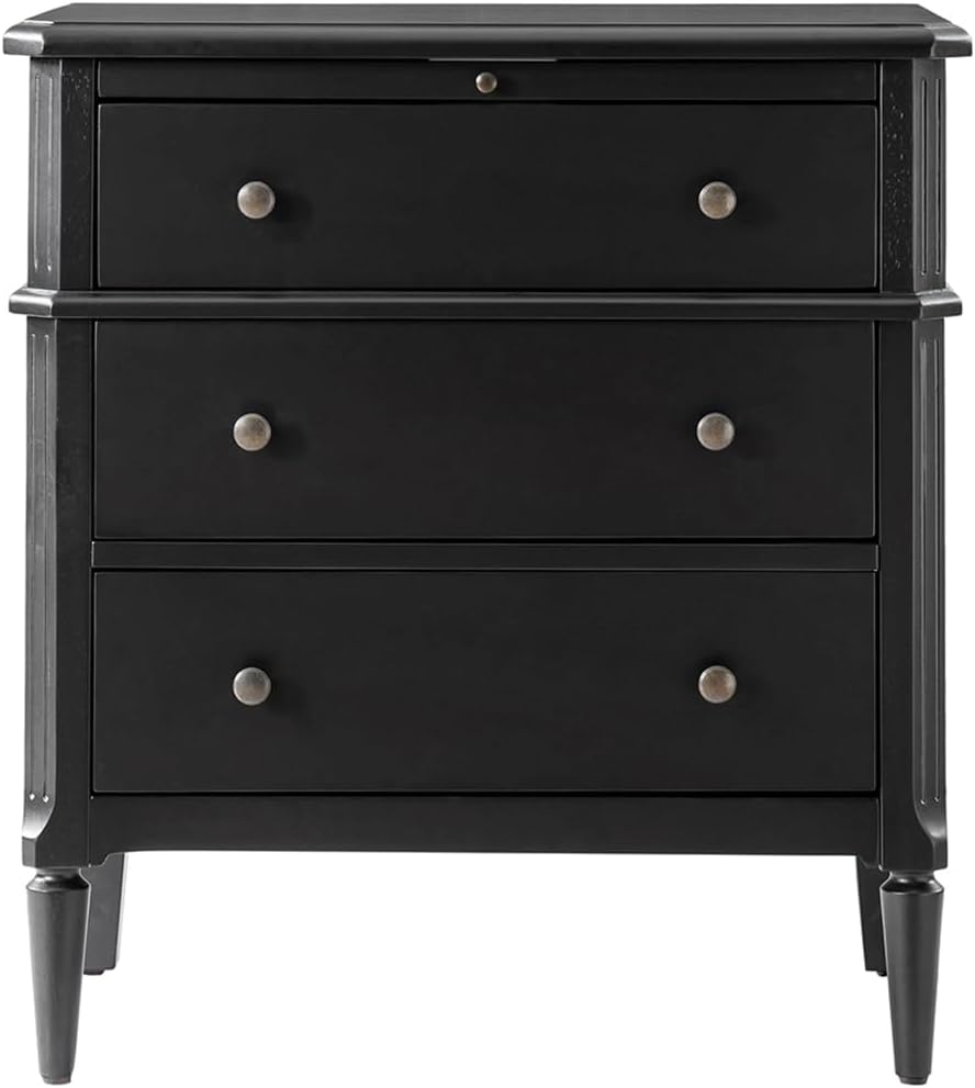 Hidden Storage Nightstand with Charging Station and Pull-Out Shelf