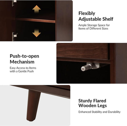 Mid-Century Modern Sideboard with Charging Station and Multifunctional Storage Design