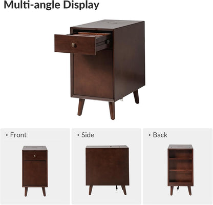 Mid-Century Modern Sideboard with Charging Station and Multifunctional Storage Design