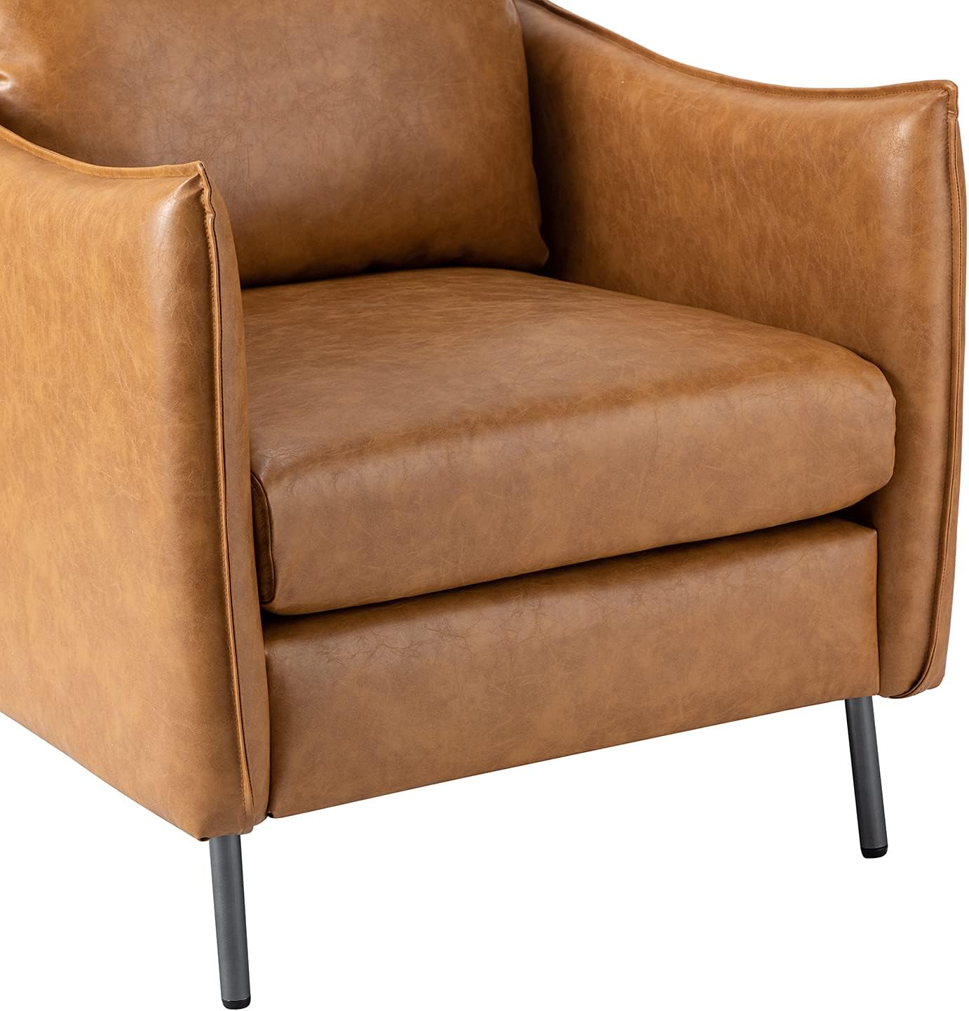 Modern Faux Leather Club Chair with Tufted Design and Wooden Frame