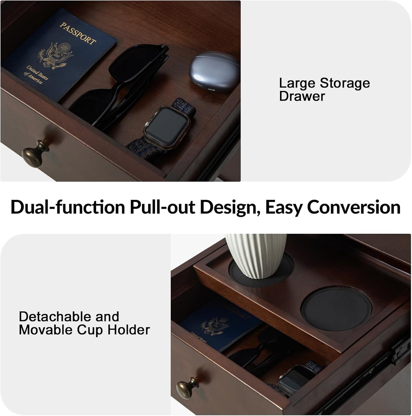 Mid-Century Modern Sideboard with Charging Station and Multifunctional Storage Design