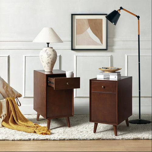Mid-Century Modern Sideboard with Charging Station and Multifunctional Storage Design