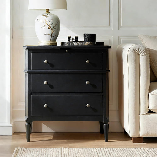 Hidden Storage Nightstand with Charging Station and Pull-Out Shelf
